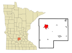 McLeod County Minnesota Incorporated and Unincorporated areas Hutchinson Highlighted